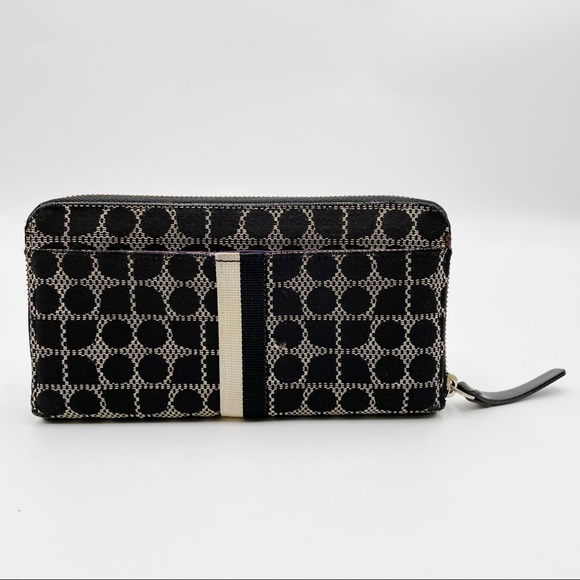 Kate Spade Classic Noel Neda Black Cream Canvas Zip Around Wallet - Picture 9 of 14